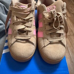adidas Kids Tan and Pink Sneakers